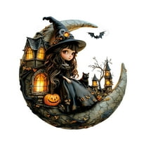 Uxgjfwu Witch Wall Hanging Acrylic Decor with Crystal Pendant for Living Room Halloween Christmas Home