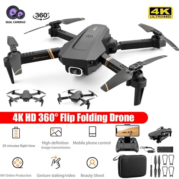 4DRC V4 Drone with 1080P HD Camera for Adults and Kids, Foldable Quadcopter with Wide Angle FPV Live Video, Trajectory Flight, App Control,Optical Flow, Altitude Hold and 2 Modular Batteries