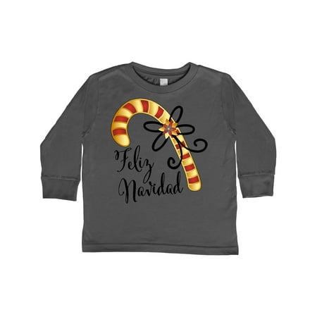 

Inktastic Feliz Navidad Red and Gold Candy Cane Gift Toddler Boy or Toddler Girl Long Sleeve T-Shirt