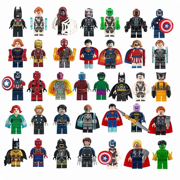 36Pcs Hero Theme Action Figure Building Blocks Set, 1.77 inch Mini Figures Kits Gift for Boys Kids Age 14 Plus