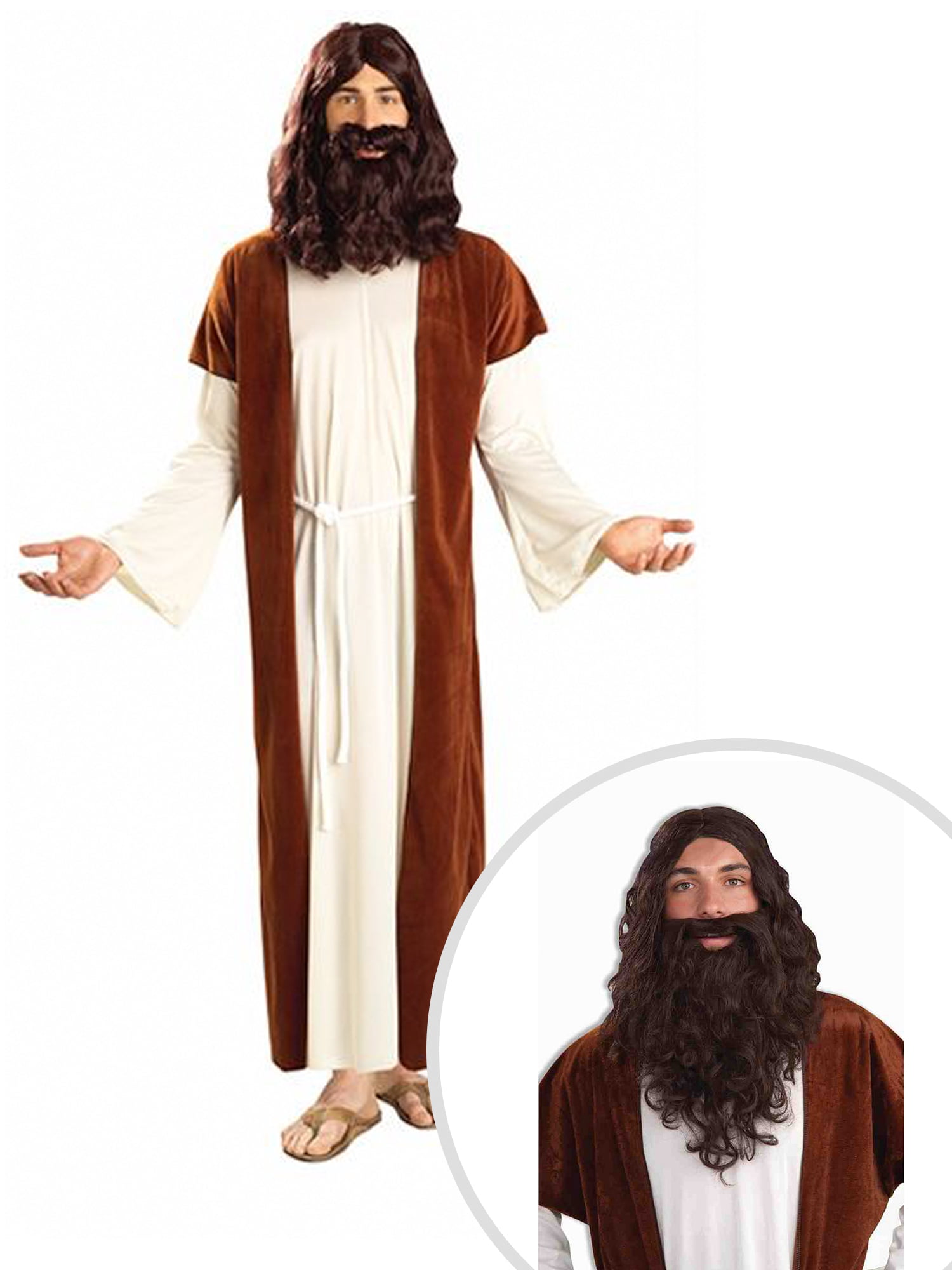 Men's Biblical Jesus or Joseph Costume and Brown Biblical Wig and Beard ...