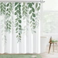 thumbnail image 6 of Sage Green Eucalyptus Shower Curtain for Bathroom, Watercolor Leaves on The Top Plant Shower Curtain Floral Botanical Decorative Fabric Shower Curtain Set with Hooks 72x72 Inch, 6 of 6