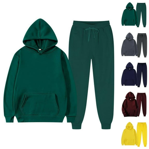 Plain Basic Track Suit for Women Fall Winter Long Sleeve Hoodie and Jogger Sweatpants 2 Piece Set Tracksuit