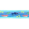 thumbnail image 3 of Bordure de Papier Peint Préencollé - Bateaux Bleus, Verts, Jaunes, Rouges, Conception Rétro de Bordure de Mur de Poisson, 4,57 M x 26,67 Cm (15 Pi x 10,5 Po), 3 of 5
