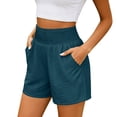 thumbnail image 2 of Olyvenn Women's Smocked Waist Shorts Pocket Casual Summer Shorts Blue XXL, 2 of 6
