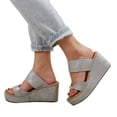 thumbnail image 2 of CAICJ98 Womens Sandals Womens Flat Sandals Beaded Bohemian Elastic Back Strap Rhinestone Summer Slip On Sandals,Silver, 2 of 5