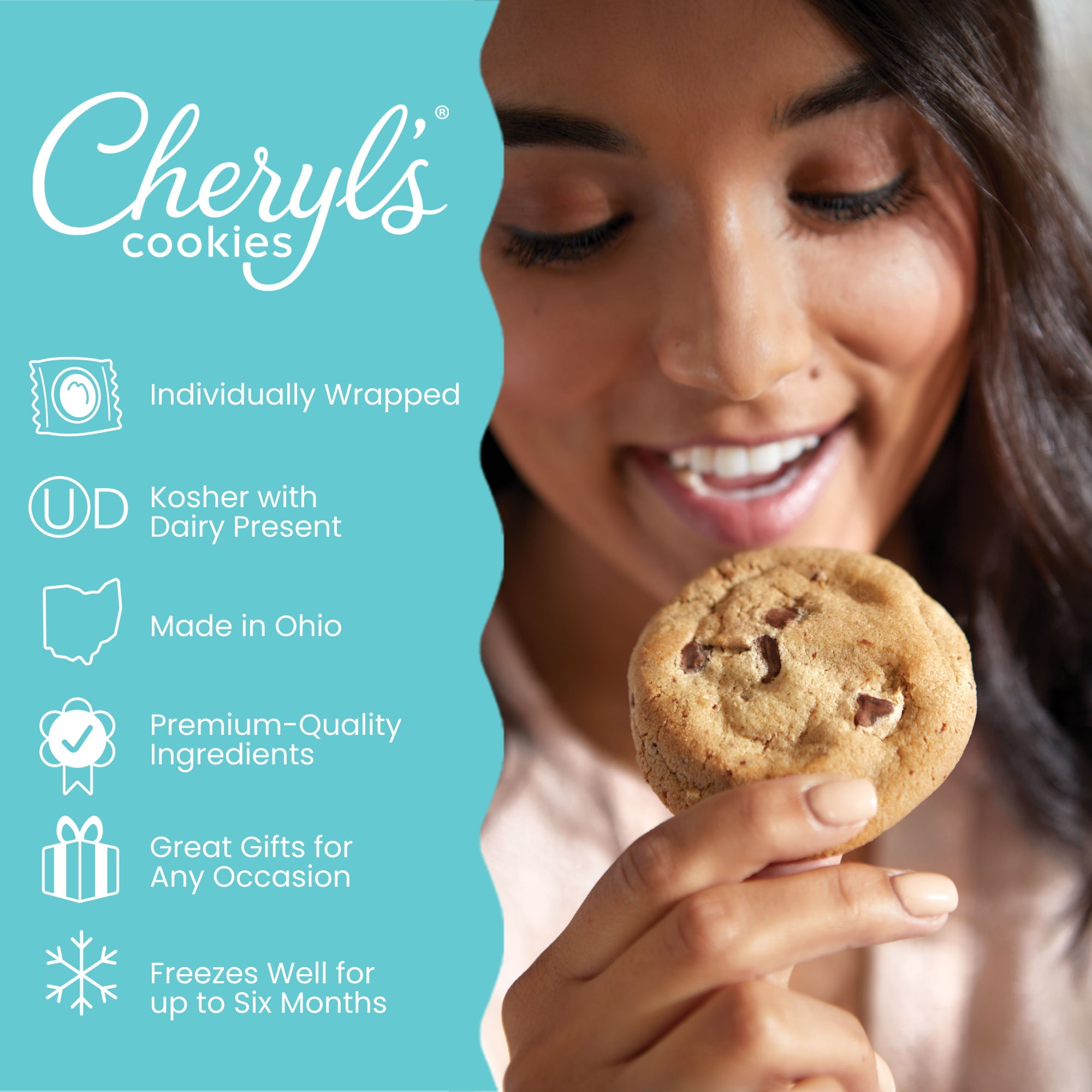 Cheryl's Cookies® Chocolate Chip Cookie Gift Box, w/12 Soft & Chewy Chocolate Chip Cookies, Individually Wrapped in Gift Box, Kosher, For Any Occasion, Family, Friends, Loved Ones, Coworkers