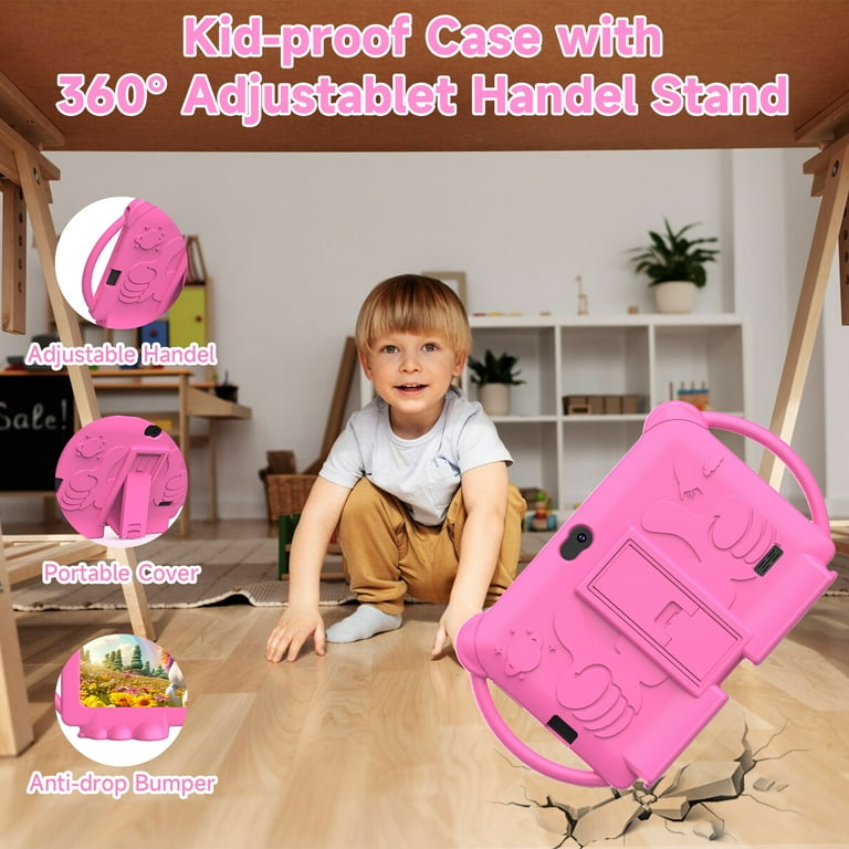 2024 Kids Tablet, Android 12 Tablet for Kids 7 inch, 4+32GB ROM(1TB Expand) Pink