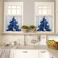 thumbnail image 4 of Christmas Tree Kitchen Curtains and Valances Set, Abstract Blue Trees Elk Gift Bird Star Art Rod Pocket Window Valance Window Curtain Panels for Living Room Bedroom Laundry, 27.5x24in, 3 Pieces, 4 of 7
