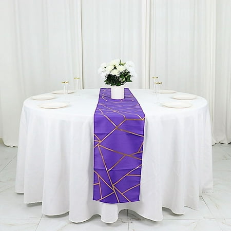 

BalsaCircle 12 x 108 Purple Gold Geometric Polyester Table Runner Home Linens Decorations