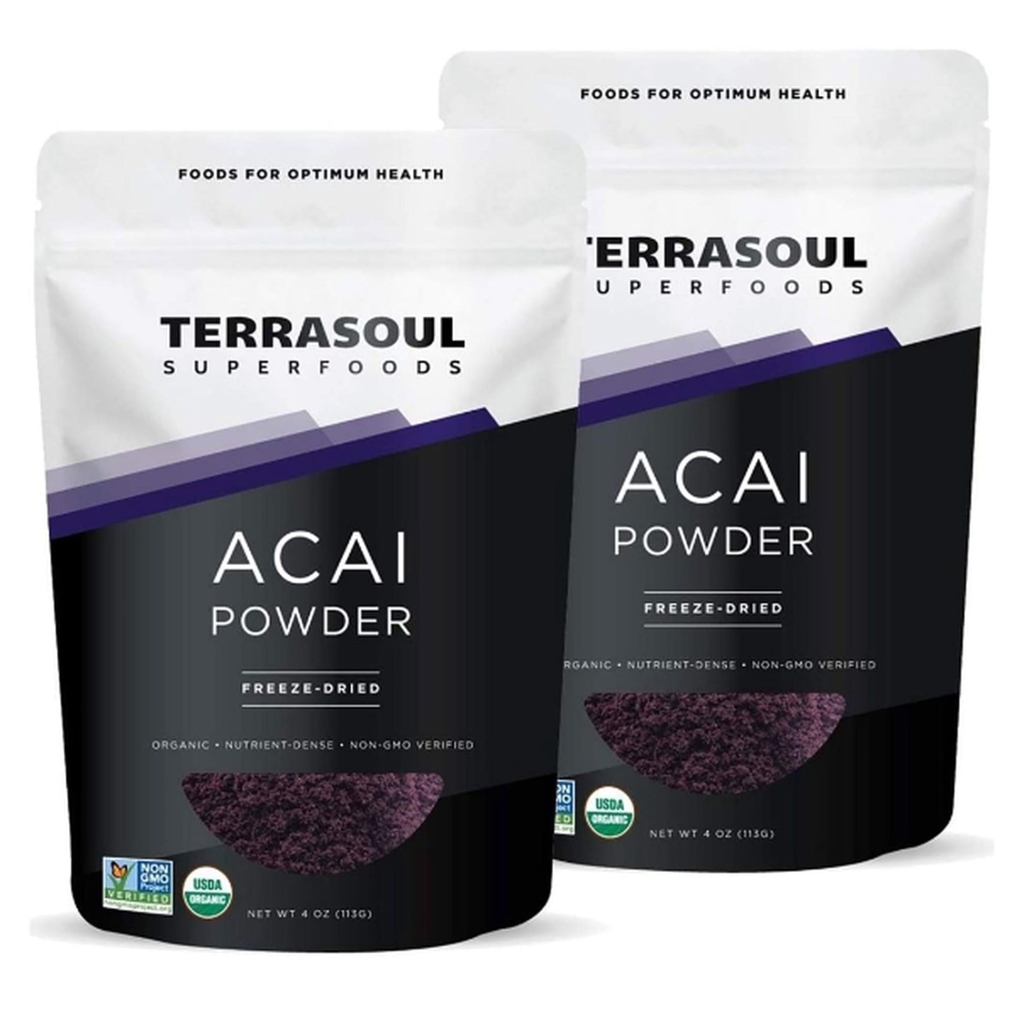 Terrasoul Superfoods Organic Acai Berry Powder, 8 Oz (4 Oz 2-Pack) - Freeze-Dried for Freshness, Omega Fats Boost for Smoothie Bowls, and Antioxidant-Packed Superfoods Recipes