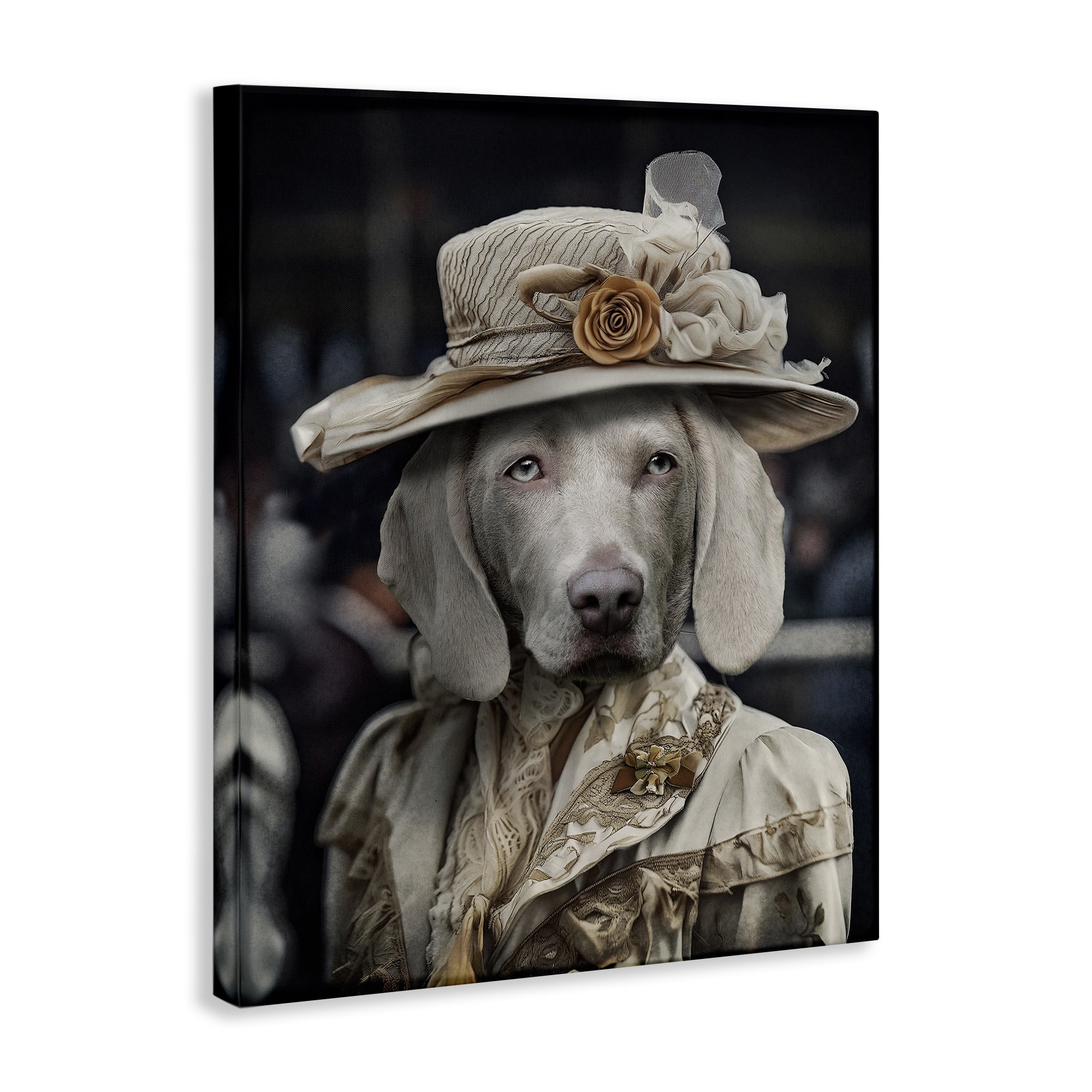 Stupell Industries Dog with Floral Hat Animals & Insects Painting Gallery Wrapped Canvas Art Print Wall Art, 36 x 48