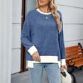 thumbnail image 6 of Yokua Women's Loose Long Sleeve Crew Neck Colorblock T-Shirt Casual High-Low Hem Ribbed Knit Top, 6 of 10