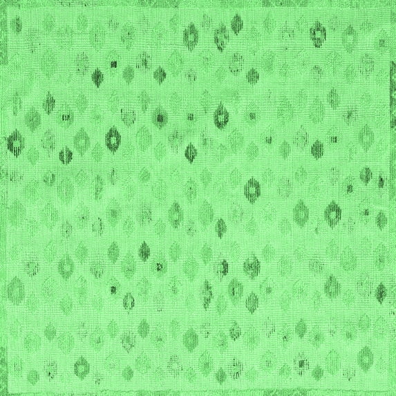 Ahgly Company Indoor Square Abstract Emerald Green Modern Area Rugs, 6' Square