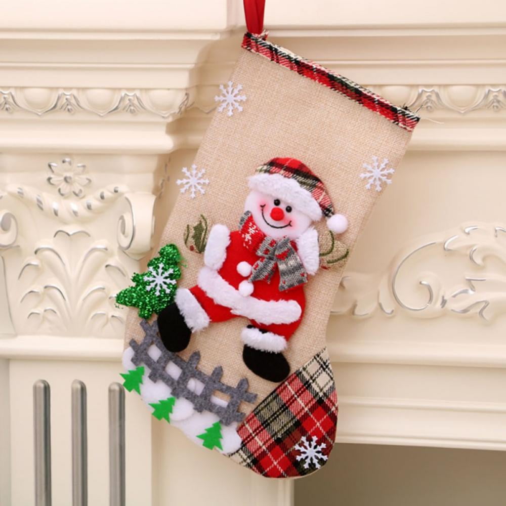 Christmas Stockings Big Xmas Stockings Decoration Santa Snowman Reindeer Gift 