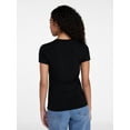 thumbnail image 4 of Time and Tru Women's Slim V Neck Tee with Short Sleeves, Sizes XS-XXXL, 4 of 6