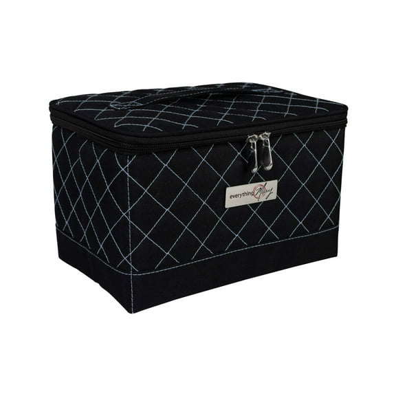 Collapsible Sewing Kit Organizer Box, Black  Blue Quilted
