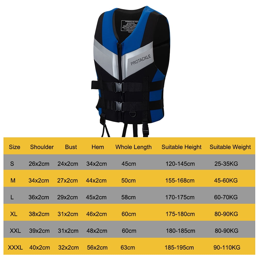 Water Kayaking Jacket for Adults and Kids, Buoyancy Swimsuit Boating Fishing Waistcoat Zipper Closure, Unisex Outdoor Water Sports Vests(Blue M)