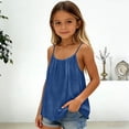 thumbnail image 4 of Danhjin Blue Kids Girls Tank Tops Backless Casual Backless Summer Cottonn Spaghetti Straps Sleeveless Top with Back Adjustable Ties Beach Sun Spring Cute Fashion Outfits, 4 of 9