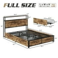 thumbnail image 7 of Fluest Full Bed Frame with 2-Tier Storage Headboard, USB Port and LED Light, 4 Storage Drawers, Brown, 7 of 7