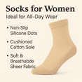 thumbnail image 4 of Women’s Sheer Ankle Socks 10 Pack with Non-Slip Sole, Cushioned Cotton Footbed Breathable - Beige, 4 of 7