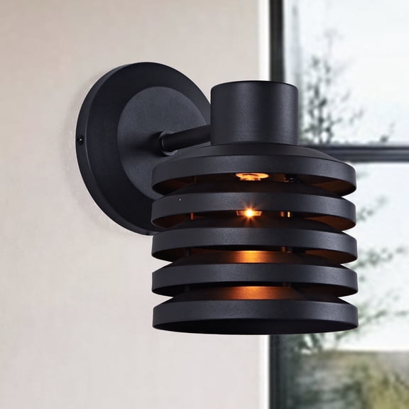 Industrial Cylinder Honeycomb Matte Black Metal Wall-Mounted Sconce, Hand-polished Wall Light, Unique Elegant Wall lamp, Indoor Sconce for Bedroom, Living Room, Dining Room, Entryway, Hallway