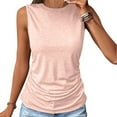 thumbnail image 2 of ICHUANYI Summer Womens Solid Color Round Neck Pocket Sleeveless Casual Tee Tops Tank, 2 of 9