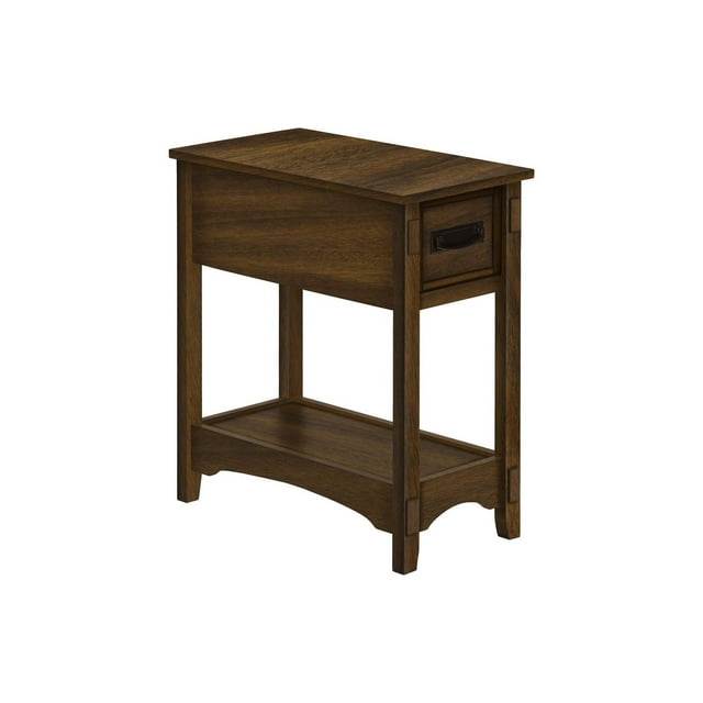 Monarch Specialties Table D'appoint, Bout, Table D'appoint, Table De Nuit, 2 Niveaux, Étroit, Tiroir De Rangement, Placage Brun, Transitionnel