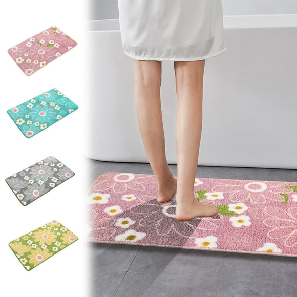 Xihbxyly Productos Fabricados Únicamente En Ee. Uu. Alfombrilla En Fibra Impregnada de Fibra Índigo, Absorbente, Dormitorio, Antideslizante, Flocada, En Estampado de Crisantemos