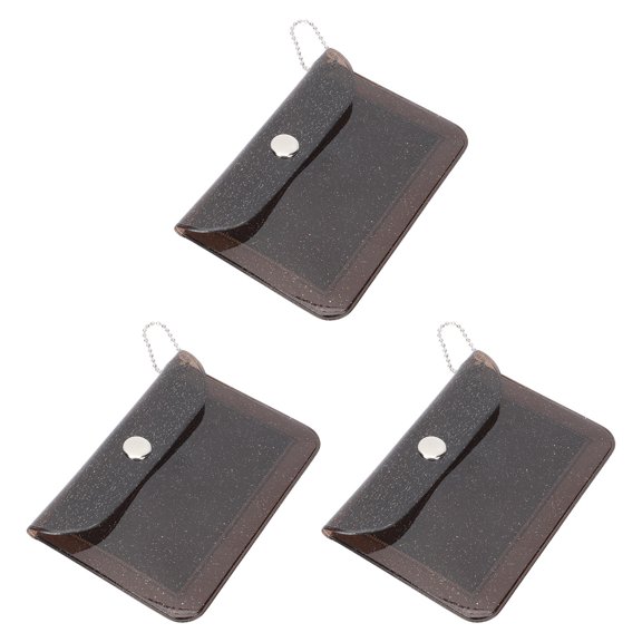 Supvox 3Pcs PVC Change Bags Black Portable Card Organizer Small Wallets for Credit Id Cards Storage