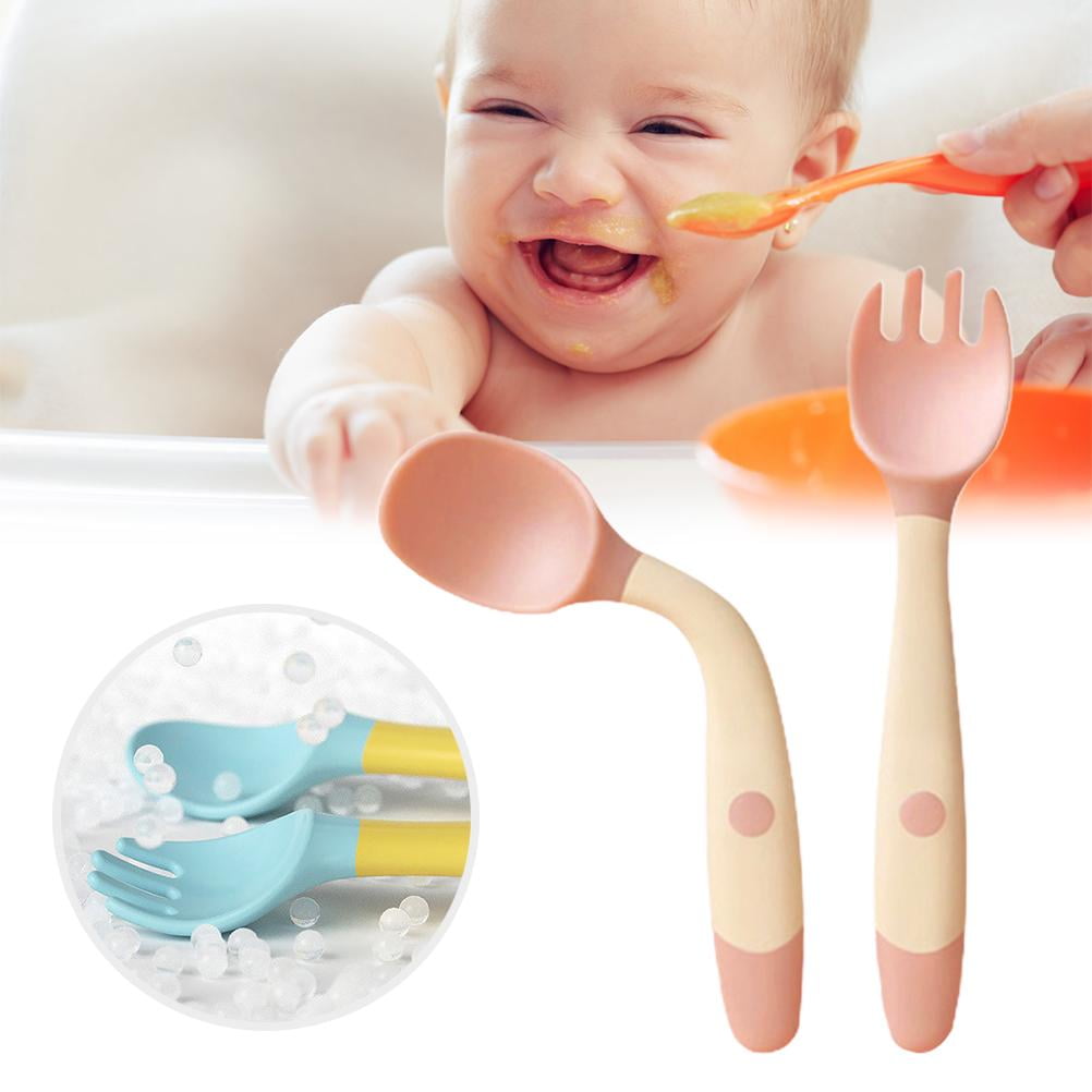 Baby Utensils Spoon Fork Set Children Feeding Training Spoon Soft
