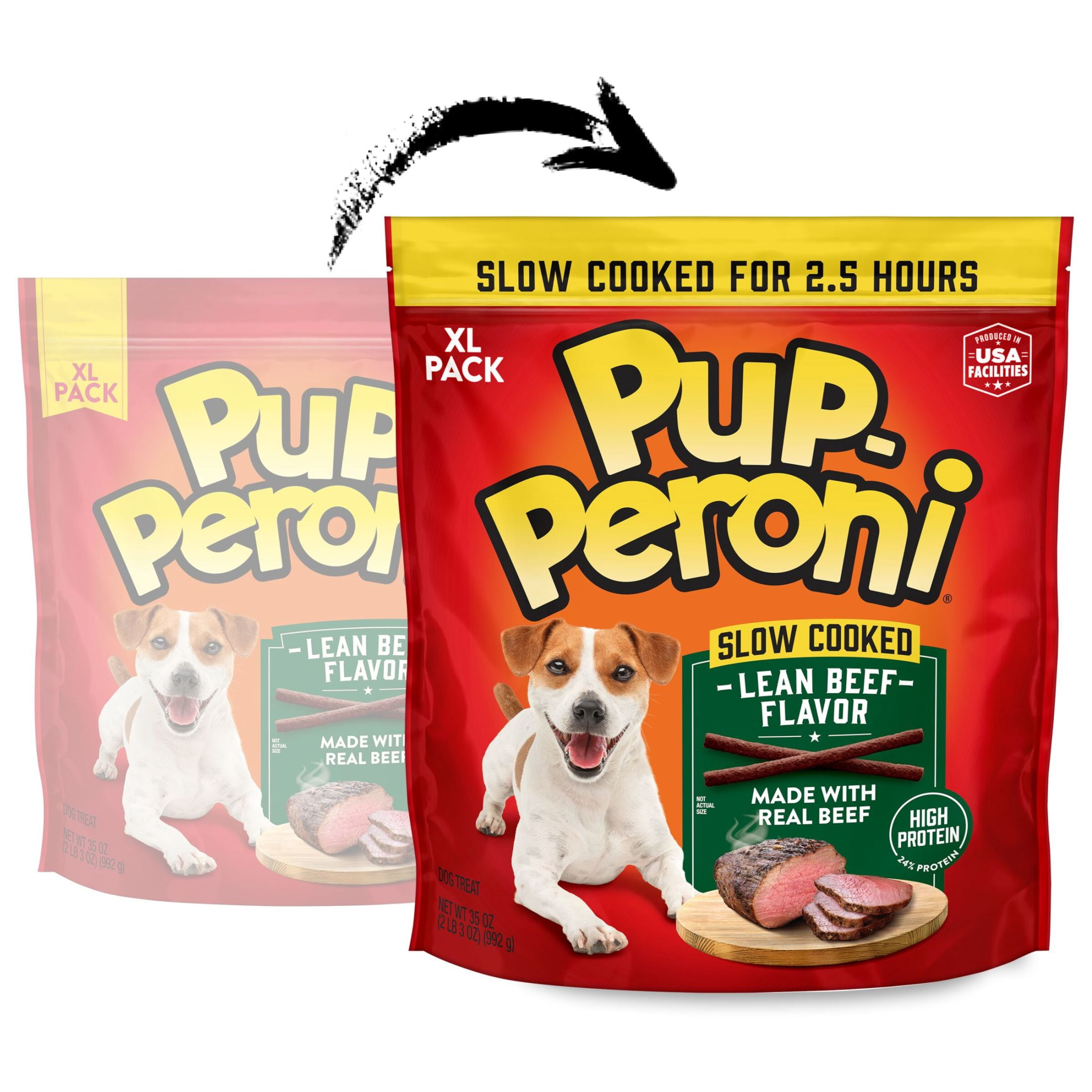 (24 pack) Pup Peroni Lean Beef Flavor Dog Treats, 35 oz Bag