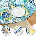 thumbnail image 4 of 44in Round Tablecloth with Elastic Edge, Waterproof Fitted Table Cover for 36-44" Tables, Boho Theme Polyester Reusable Table Cloths Wipe Clean for Picnic, Dining, Outdoor Use and Party Decor, 4 of 7