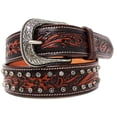 thumbnail image 2 of 43-44  Western Heavy Duty Unisex Genuine Leather Floral Tooled Belt Brown 26JQ01, 2 of 4