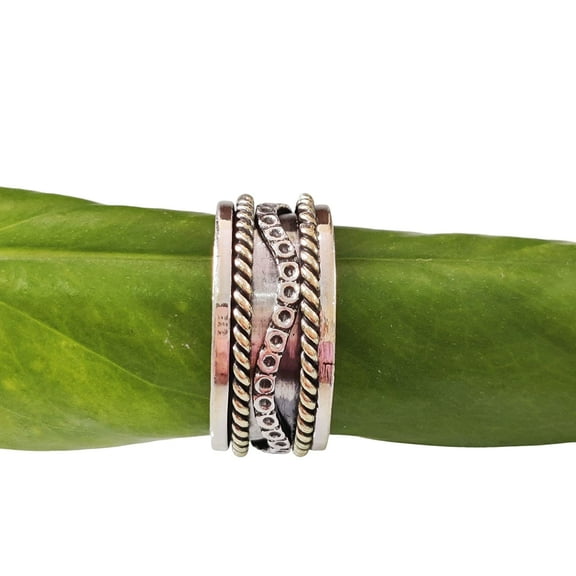 Infinity Spinner Band, Meditation Ring, 925 Sterling Silver Ring, Spinning Thumb Ring, Two Tone Ring, Fidget Ring, Handmade Jewelry, Christmas Oxidized, Womans Band Ring, Anxiety Ring, Mans Band Gifts