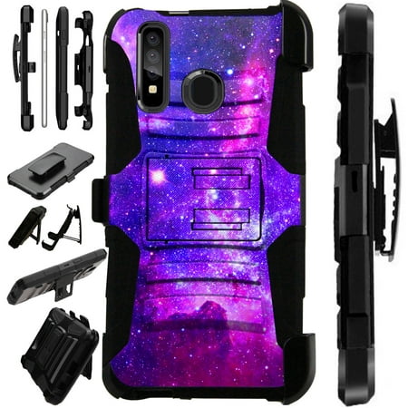 Compatible Samsung Galaxy A50 (2019) Case Armor Hybrid Phone Cover LuxGuard Holster (Purple