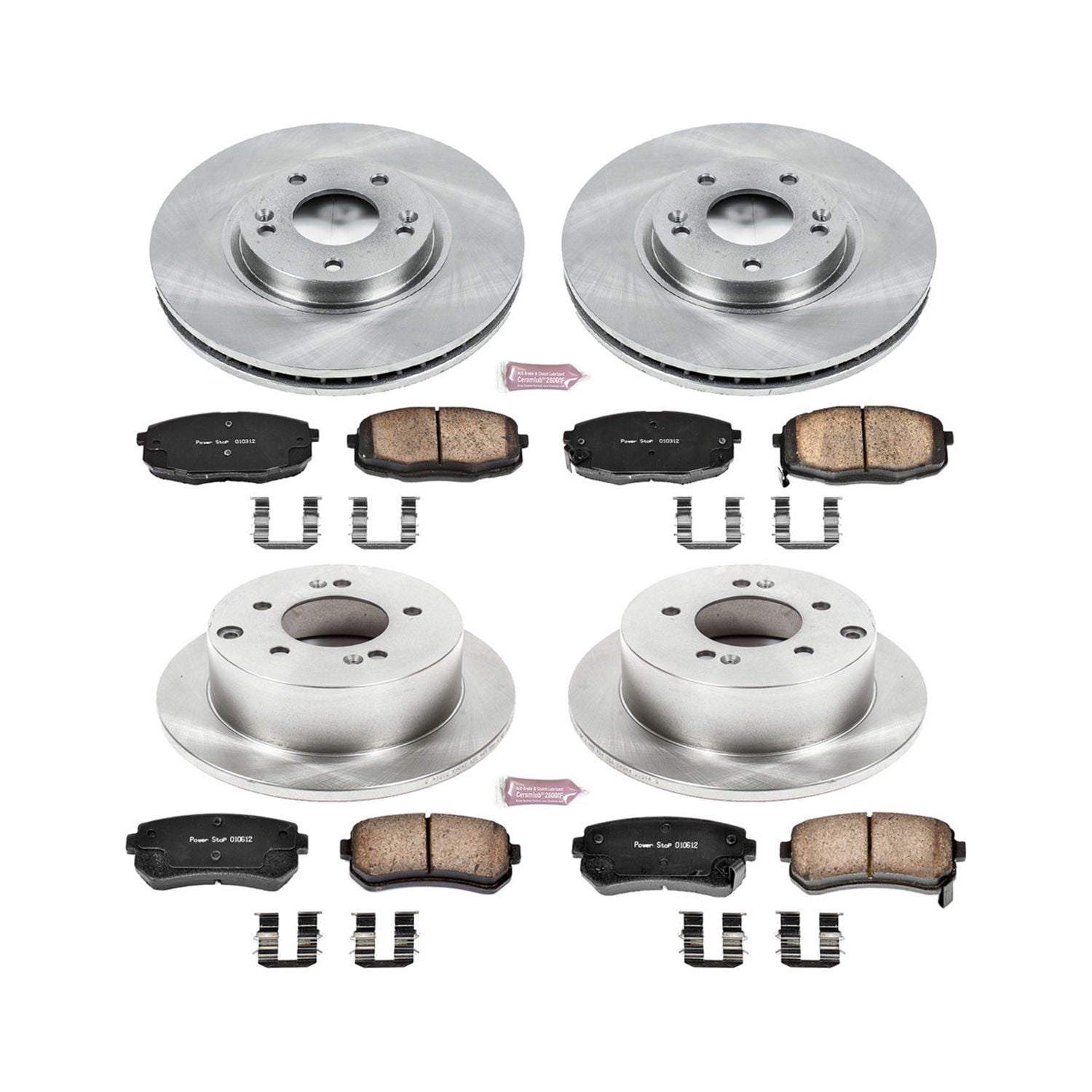 PowerStop Front and Rear Stock Replacement Brake Pad and Rotor Kit Fits: KIA Select Models KOE5838