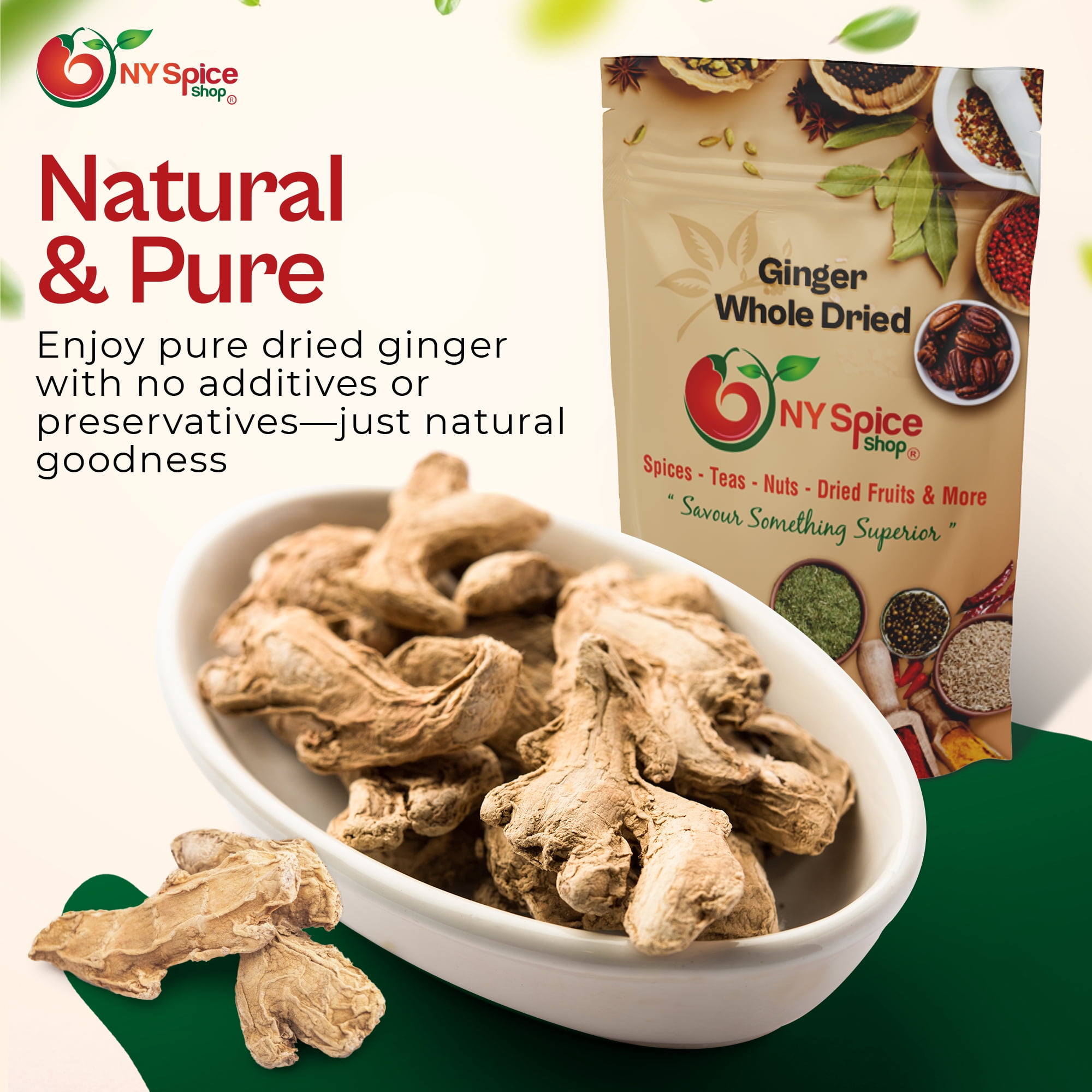NY SPICE SHOP Dried Whole Ginger - 3 Pound - Whole Dried Ginger - Whole Ginger Root Herb - Dried Ginger