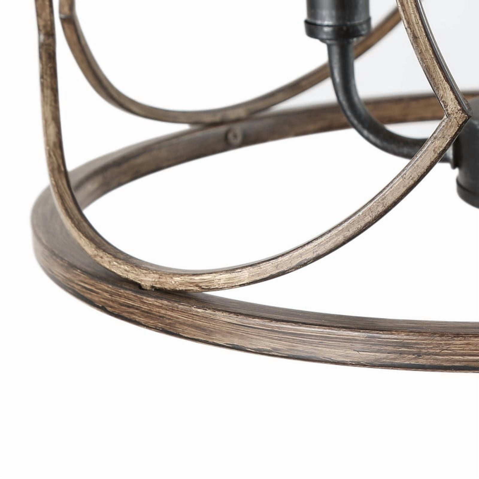 LNC Celosia 4-Light Black and Wood Cage Pendant Light for Dining Room or Foyer