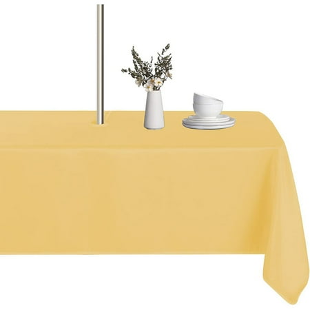 

Outdoor And Indoor Tablecloth - Washable Waterproof Wrinkle Free Table Cloth With Zipper And Umbrella Hole For Spring/Summer/Party/Picnic/Bbqs/Patio (Square 60X60 Inch Yellow)