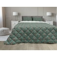 thumbnail image 1 of Brown and Blue Comforter & Sham Bedding Set, Abstract Flyaway Leaves with Curly Details Retro, 3 pcs Duvet Set Microfiber Filling Quilt, 5 Sizes, Turquoise Umber, by Ambesonne, 1 of 4