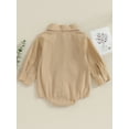thumbnail image 3 of Bagilaanoe Newborn Baby Boy Gentleman Clothes Rompers Shirts Solid Color Long Sleeve Bodysuits 6M 12M 18M 24M Infant One Piece Short Jumpsuit, 3 of 8