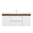 thumbnail image 4 of Pemberly Row 48" Wood Wall-Mount Bathroom Vanity-White/Walnut, 4 of 8