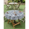 thumbnail image 3 of Outdoor Tablecloth with Umbrella Hole and Zipper, Blue Paisley Round Table Cloth 54 Inch Waterproof Tablecloth, Ethnic Vintage Floral Botanical Abstract Picnic Table Cover for Patio Camping, 3 of 7