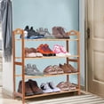 thumbnail image 4 of Zimtown Nature Bamboo 4 Tier Shoes Rack Storage Organizer 12-Batten Free Standing Shoes Tower, 4 of 10