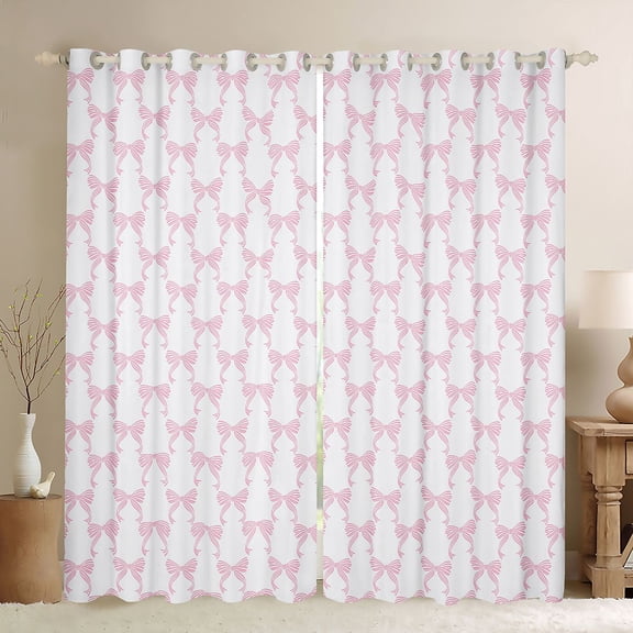 Manfei Minimalist Bow Blackout Curtains,Dreamy Princess Bowknot Window Curtains Pack of 2 (38x45 Each)