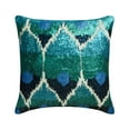 thumbnail image 1 of Decorative Blue 24"x24" (60x60 cm) Throw Pillow Cases, Silk Sequins Embroidery, Ombre & Peacock decor Throw Pillows For Sofa, Floral Pattern Modern Style - Mora, 1 of 3