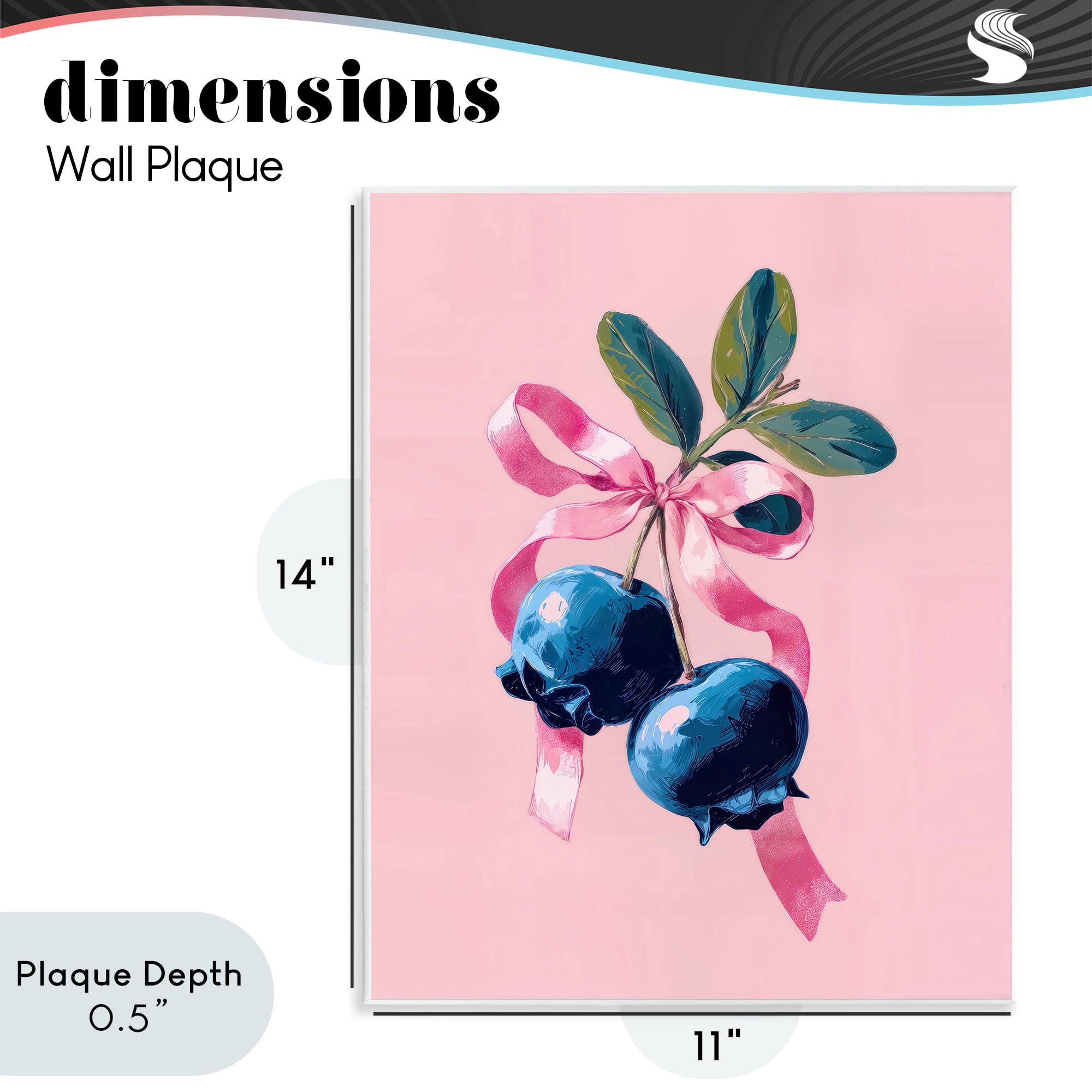 Stupell Industries Blueberry Branch with Pink Bow Wall Plaque Art, design by Imagine It Images