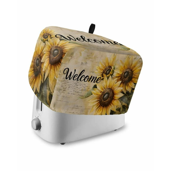 Fsddascl Sunflower Small Toaster Cover 2 Slice, Kitchen Appliance Covers, Welcome Vintage Summer Botanical Pastoral Toaster Oven Cover with Loop, Bread Machine Cover Polyester Dust Cover Protection