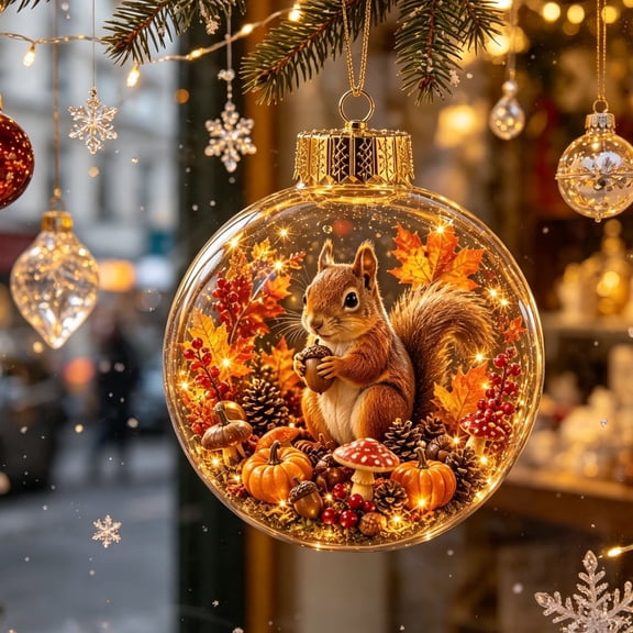 TTJ Woodland Animal Ornament Ball with Light for Fall Decor